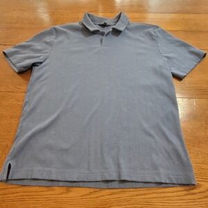 Banana Republic Mens Polo Shirt Size Medium Blue Ribbed Short Sleeve Casual